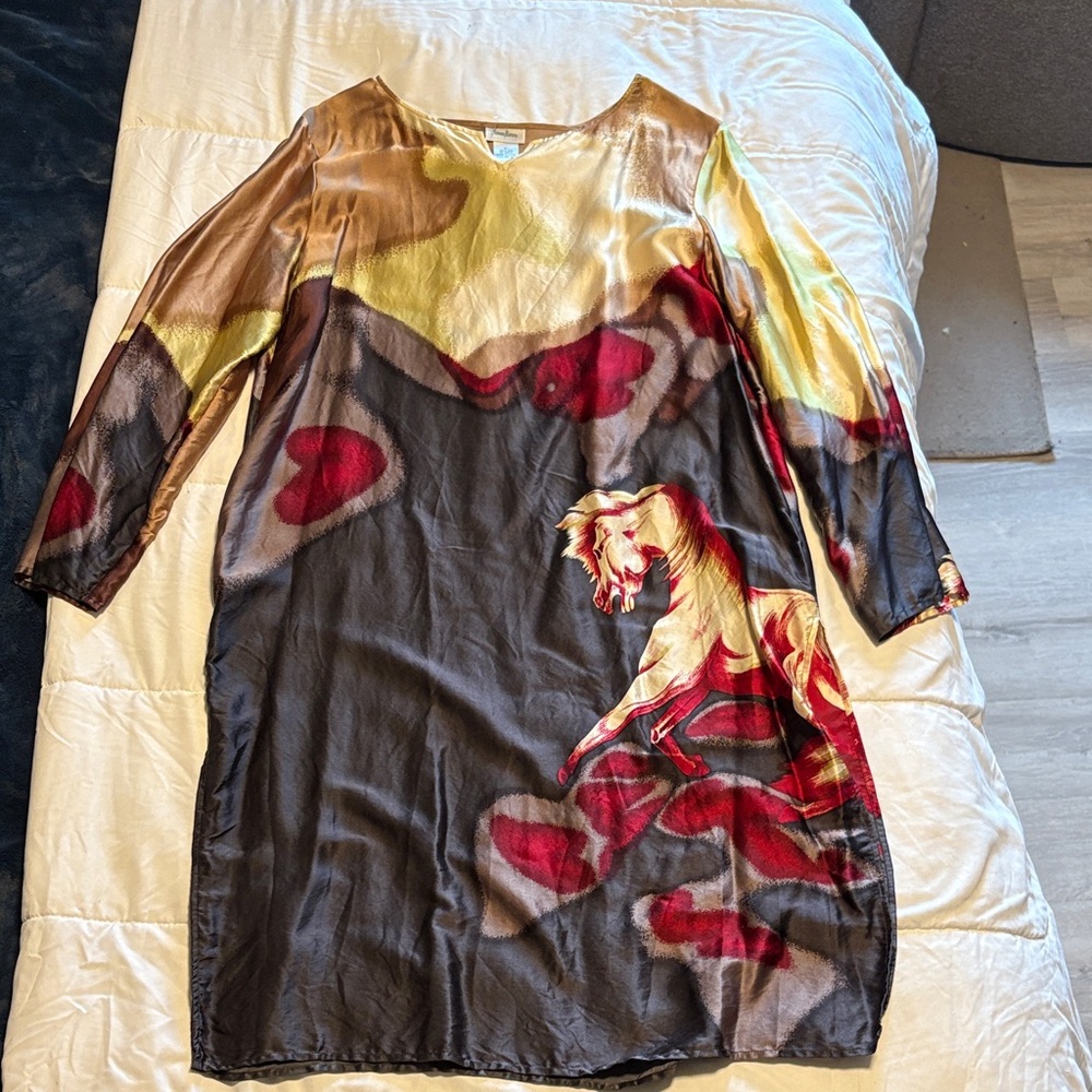 Neiman Marcus Multicolor Long Sleeve Dress